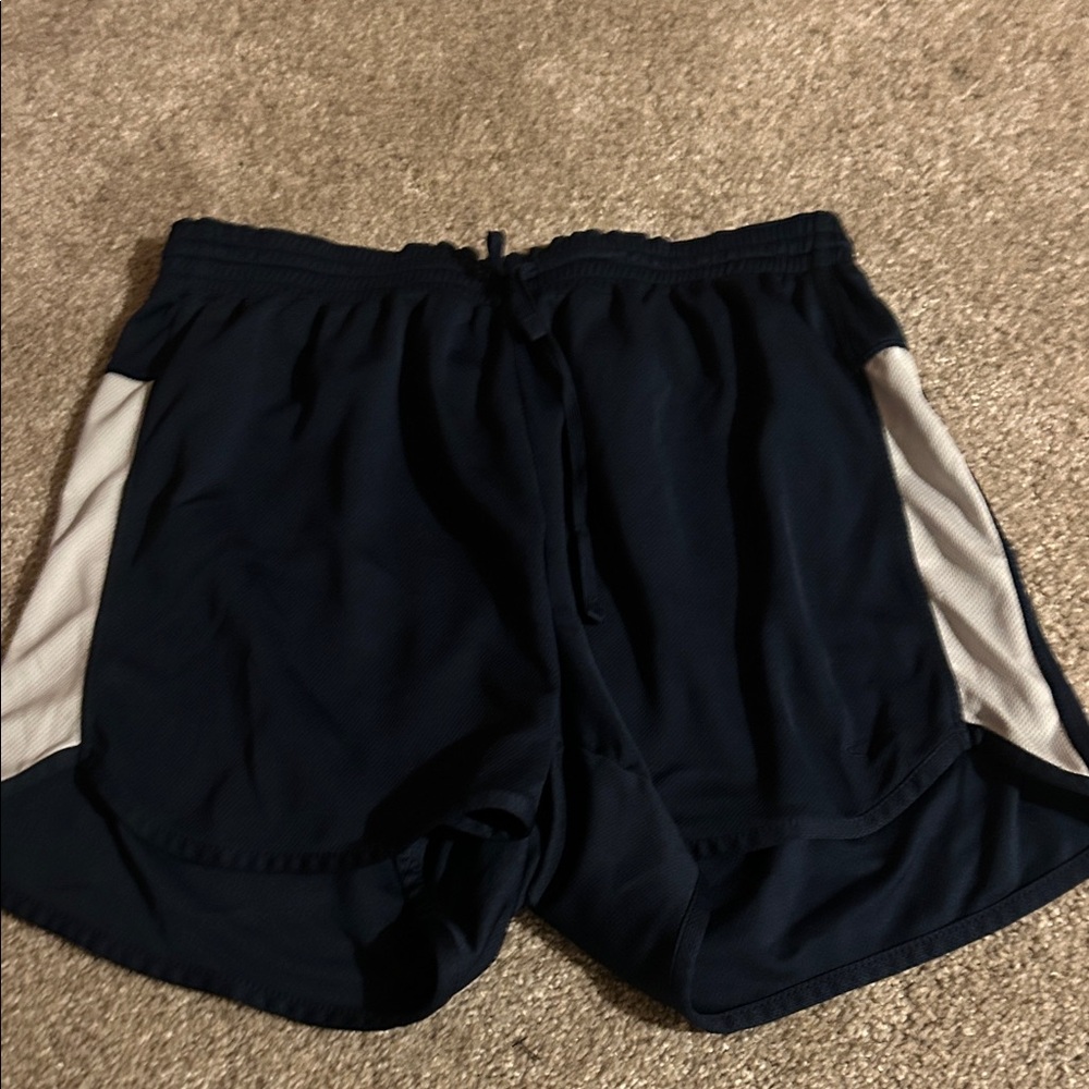 Nike Men's Dark Blue and White Athletic Shorts
